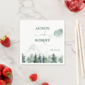 Elegante Pine Trees Forest Calligraphy Wedding Serviette (Beispiel)