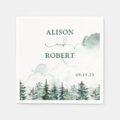 Elegante Pine Trees Forest Calligraphy Wedding Serviette (Vorderseite)