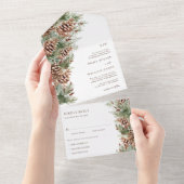 Elegante Pine Wedding All In One Einladung (Abreißen)