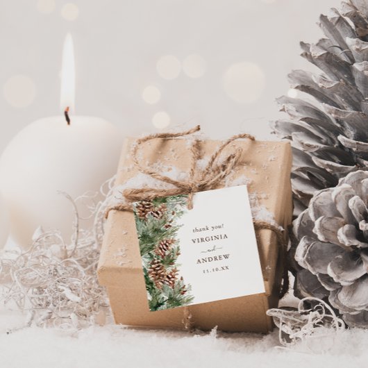 Elegante Pine Wedding Geschenkanhänger