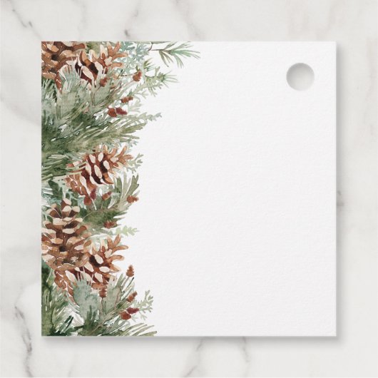 Elegante Pine Wedding Geschenkanhänger (Rückseite)