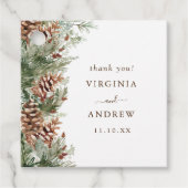 Elegante Pine Wedding Geschenkanhänger (Vorderseite)