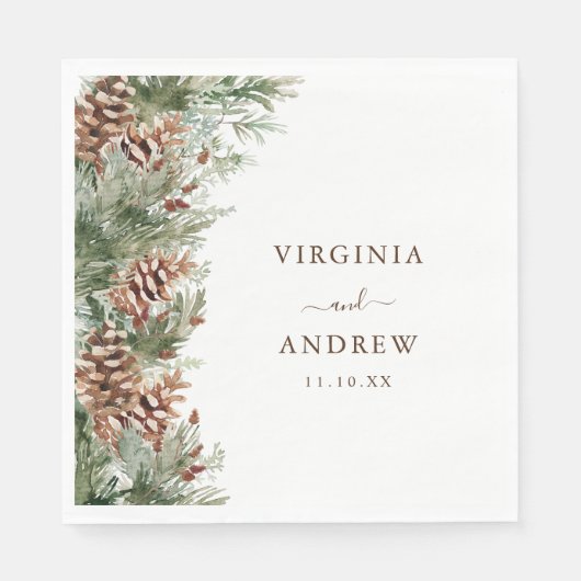 Elegante Pine Wedding Serviette (Vorderseite)