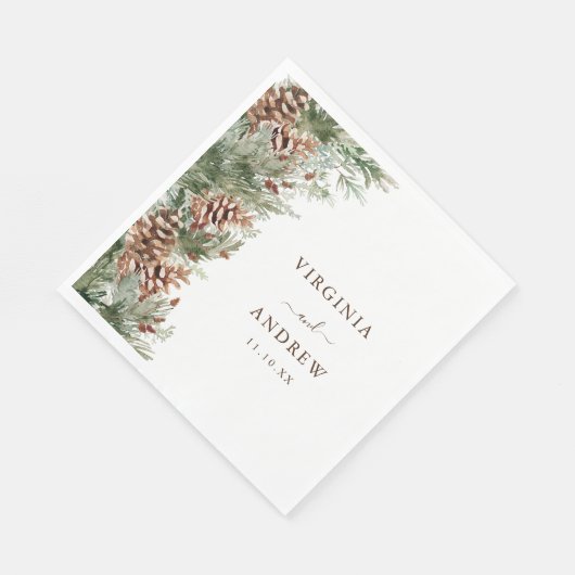 Elegante Pine Wedding Serviette (Ecke)