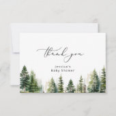 Elegante Pinienbäume Kinderdusche Danke Karte (Vorderseite)