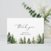 Elegante Pinienbäume Kinderdusche Danke Karte (Stehend Vorderseite)