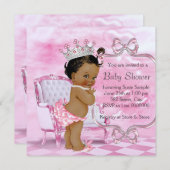 Elegante Pink African American Baby Shower Einladung (Vorne/Hinten)