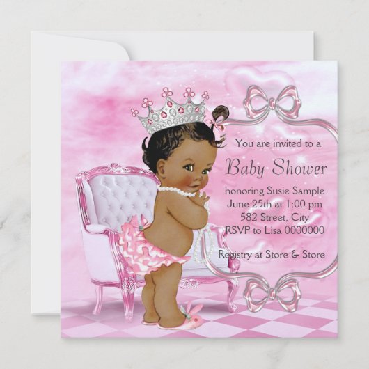 Elegante Pink African American Baby Shower Einladung (Vorderseite)