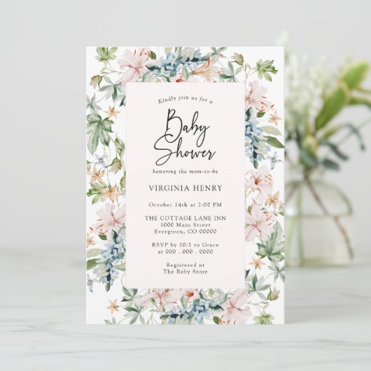 Elegante Pink Baby Dusche Einladung (Stehend Vorderseite)