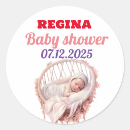 Elegante Pink Baby Shower Stickers