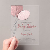 Elegante Pink Balloons Girl Baby Dusche Acryleinladungen (Insitu (Handheld))