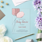 Elegante Pink Balloons Girl Baby Dusche Acryleinladungen (In Situ (Hochzeit))