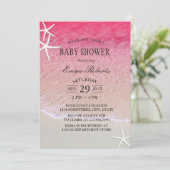 Elegante Pink Beach Starfish Babydusche Einladung (Stehend Vorderseite)