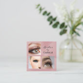 Elegante Pink Black Script 3 Foto Make-up Quadratische Visitenkarte (Stehend Vorderseite)