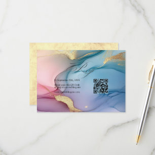 Elegante Pink-, Blau- und Goldtinte Hochzeits-RSVP RSVP Karte