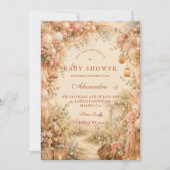 Elegante Pink Boho-Baby-Party Einladung (Vorderseite)