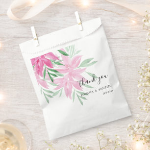 Elegante Pink Boho Blumen Wasserfarbe Geschenktütchen