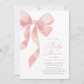 Elegante Pink Bow Baby Dusche Einladung (Vorderseite)