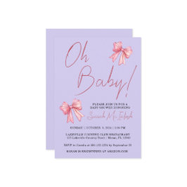 Elegante Pink Bow Baby Dusche Einladung
