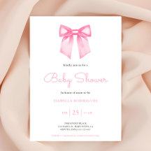 Elegante Pink Bow Baby Dusche Einladung