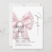 Elegante Pink Bow Baby Dusche Einladung (Vorderseite)