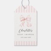 Elegante Pink Bow Baby Dusche Geschenkanhänger (Vorderseite)