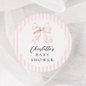 Elegante Pink Bow Baby Dusche Runder Aufkleber