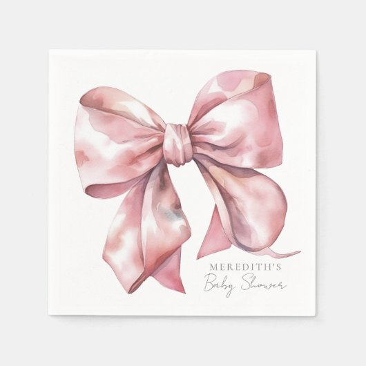 Elegante Pink Bow Baby Dusche Serviette (Vorderseite)
