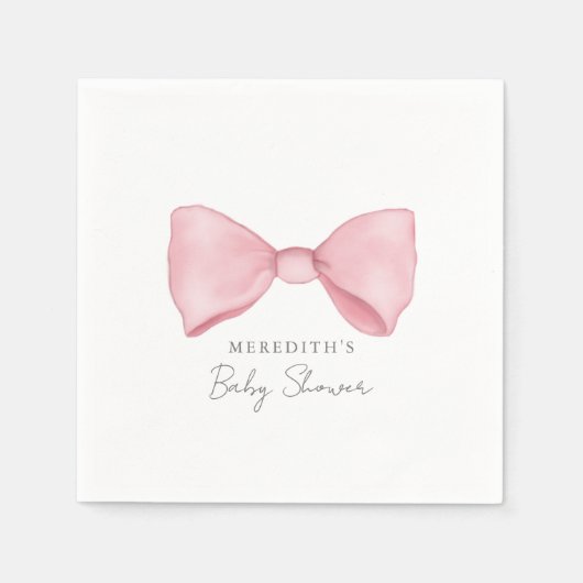 Elegante Pink Bow Baby Dusche Serviette (Vorderseite)