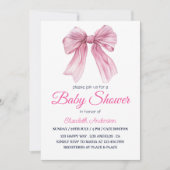 Elegante Pink Bow Baby Girl Dusche - Modern & süß Einladung (Vorderseite)
