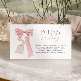 Elegante Pink Bow Baby Shower Books for Baby Begleitkarte