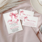 Elegante Pink Bow Baby Shower Einladung für Mädche