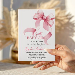 Elegante Pink Bow Baby Shower Einladung für Mädche