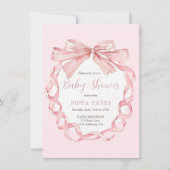 Elegante Pink Bow Baby Shower Einladung Preppy (Vorderseite)