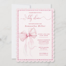 Elegante Pink Bow Baby Shower für Mädchen Einladung