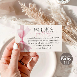 Elegante Pink Bow Coquette Books for Baby Shower Begleitkarte