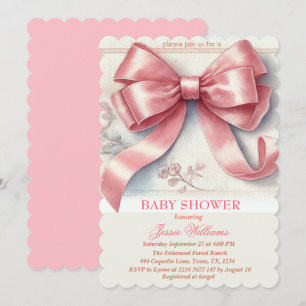 Elegante Pink Bow Coquette Vintag Girl Baby Shower Einladung