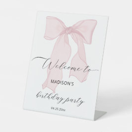 Elegante Pink Bow Geburtstagsparty Willkommen Sockelschild