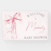 Elegante Pink Bow Girl Baby Dusche Banner (Horizontal)