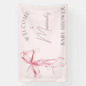 Elegante Pink Bow Girl Baby Dusche Banner (Vertikal)