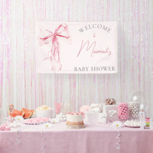 Elegante Pink Bow Girl Baby Dusche Banner