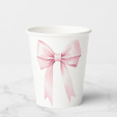 Elegante Pink Bow Girl Baby Dusche Pappbecher (Rückseite)