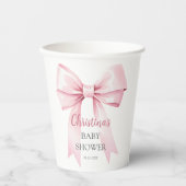 Elegante Pink Bow Girl Baby Dusche Pappbecher (Vorderseite)