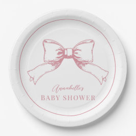Elegante Pink Bow Girl Baby Dusche Pappteller