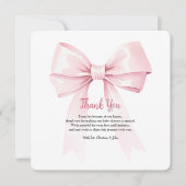 Elegante Pink Bow Girl Babydusche Danke Karte (Vorderseite)