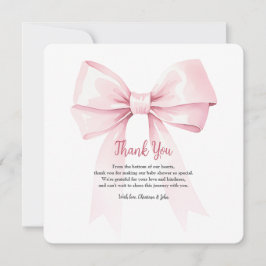 Elegante Pink Bow Girl Babydusche Danke Karte