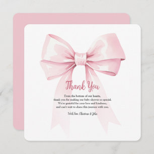 Elegante Pink Bow Girl Babydusche Danke Karte