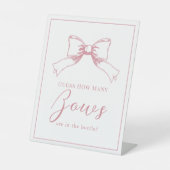 Elegante Pink Bow Girl Babydusche Wie viele Bows Sockelschild (Vorderseite)