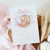 Elegante Pink Bow Girl Foto Geburtserklärung Ankündigung