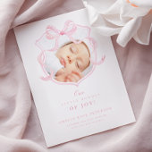 Elegante Pink Bow Girl Foto Geburtserklärung Ankündigung